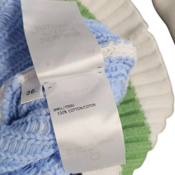 Thom Browne Womens V-Neck Whale Knit Cotton Sweater, Striped, Size 36 - Picture 7 of 11